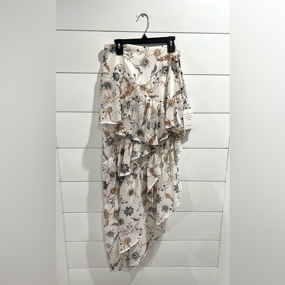 NWT For Love and Lemons white floral midi Romy skirt - Picture 6 of 8
